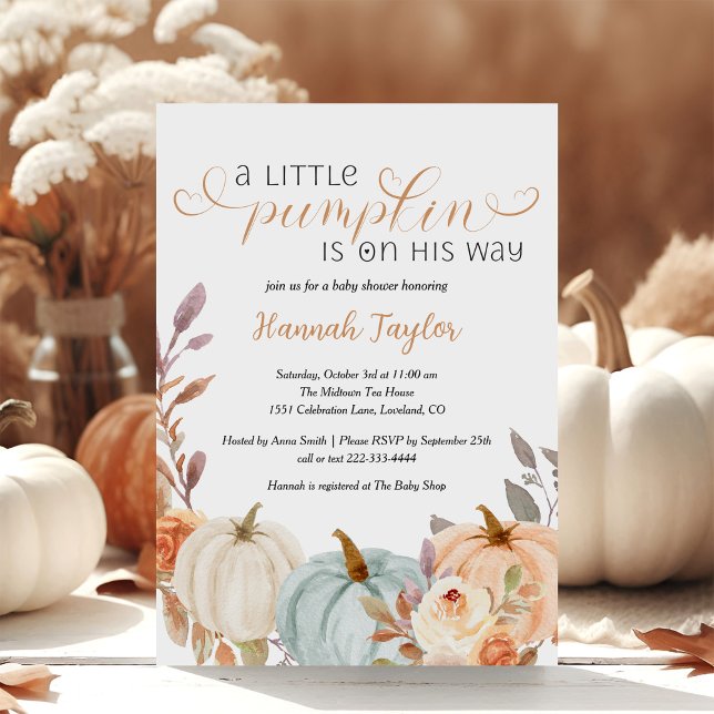 A Little Pumpkin Fall Boy Baby Shower  Invitation (Creator Uploaded)