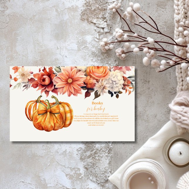 A Little Pumpkin Fall Floral Baby  Books for Baby Enclosure Card (Creator Uploaded)