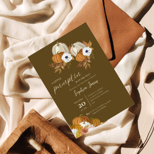 A Little Pumpkin   Fall   Floral baby shower Invitation