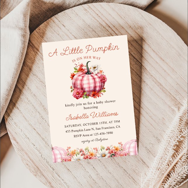 A Little Pumpkin Fall Floral Baby Shower Invitation (Creator Uploaded)