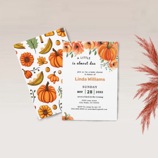 A Little Pumpkin Fall Floral Baby Shower  Invitation (Baby Shower Invitation)