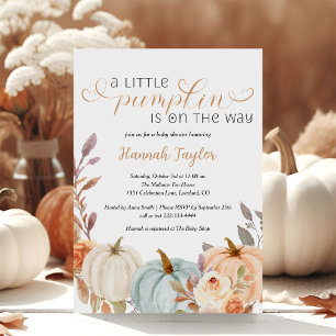 A Little Pumpkin Fall Floral Baby Shower  Invitation