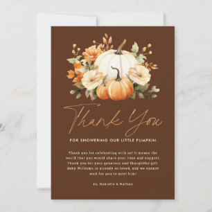 A Little Pumpkin Fall Floral Baby Shower Thank You Card