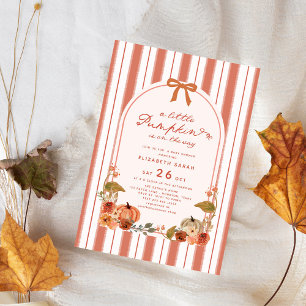 A Little Pumpkin Fall Floral Bow Baby Shower Invitation