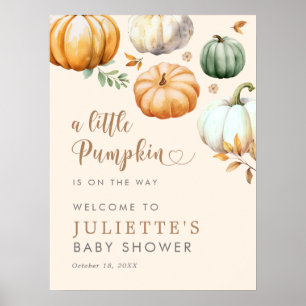 A Little Pumpkin Fall Foliage Baby Shower Welcome Poster