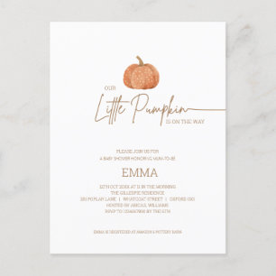 A Little Pumpkin Fall Gender Neutral Baby Shower Postcard