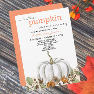 A Little Pumpkin Fall Girl Baby Shower Invitation