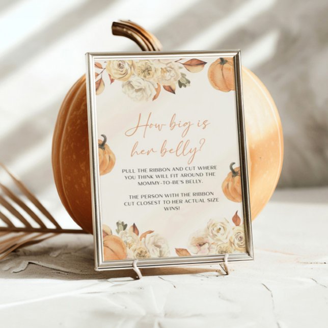 A Little Pumpkin Fall How Big Is Her Belly Game Pedestal Sign (Creator Uploaded)