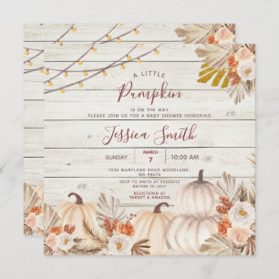 A little Pumpkin Fall in Love Wood Baby Shower  Invitation