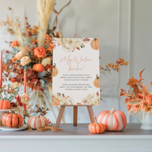 A Little Pumpkin Fall My Water Broke Game Pedestal Sign (Creator Uploaded)