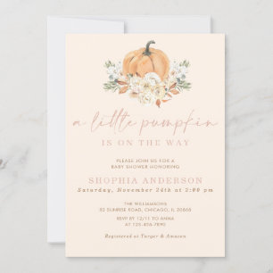 A Little Pumpkin Fall Pink Girl Baby Shower Invitation