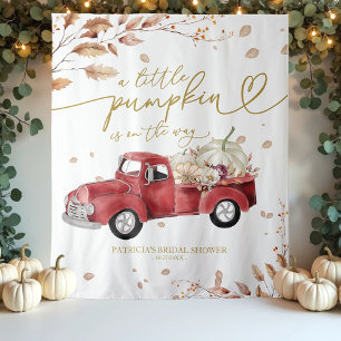 A Little Pumpkin Fall Truck Baby Shower Backdrop Tapestry