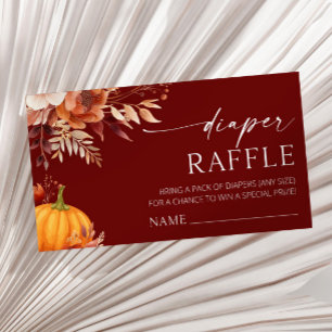 A Little Pumpkin Floral Baby Shower Diaper Raffle Enclosure Card