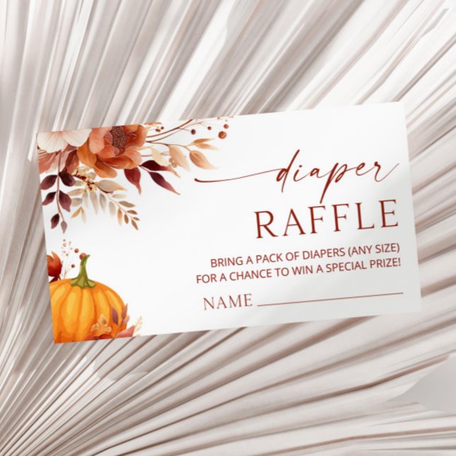 A Little Pumpkin Floral Baby Shower Diaper Raffle Enclosure Card (Creator Uploaded)