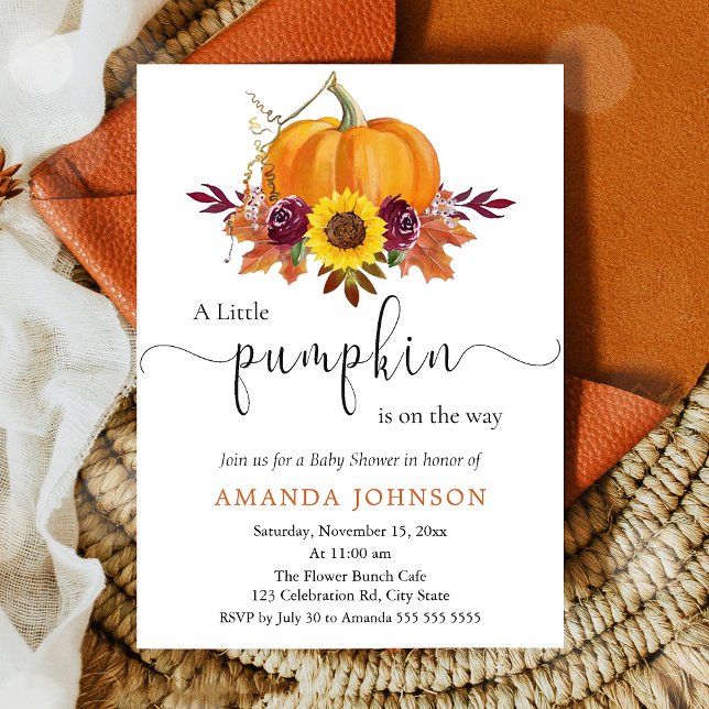 A Little Pumpkin Floral Baby Shower Invitation (Creator Uploaded)