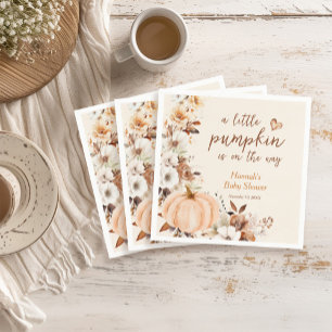 A Little Pumpkin Floral Baby Shower Napkin