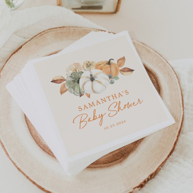 A Little Pumpkin Floral Boho Rustic Baby Shower Napkin (Creator Uploaded)