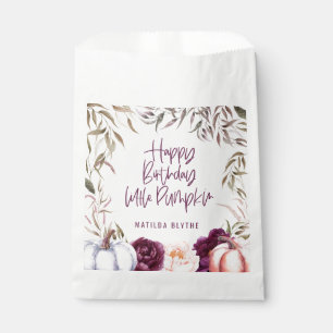 A little pumpkin floral fall birthday party favour bag