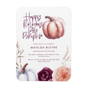 A little pumpkin floral fall purple peach birthday magnet