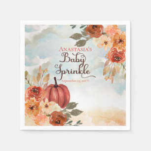 A Little Pumpkin   Floral Girl Baby Sprinkle Napkin
