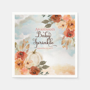 A Little Pumpkin   Floral Girl Baby Sprinkle Napkin