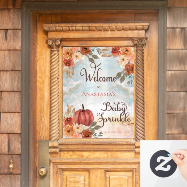 A Little Pumpkin Floral Girl Baby Sprinkle Welcome (Home Door)