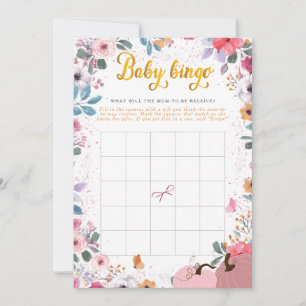 A little Pumpkin Flower Wreath Fall Baby Bingo Invitation