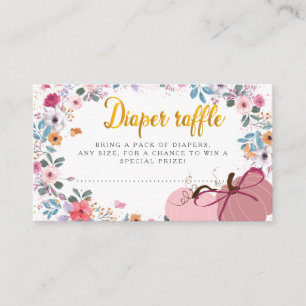 A little Pumpkin Flower Wreath Fall Diaper Raffle Enclosure Card