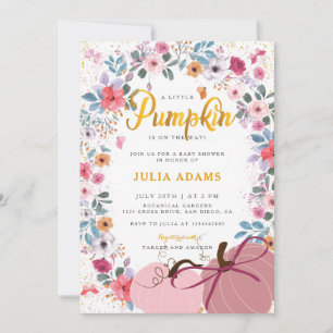 A little Pumpkin Flower Wreath Fall on the Way Invitation