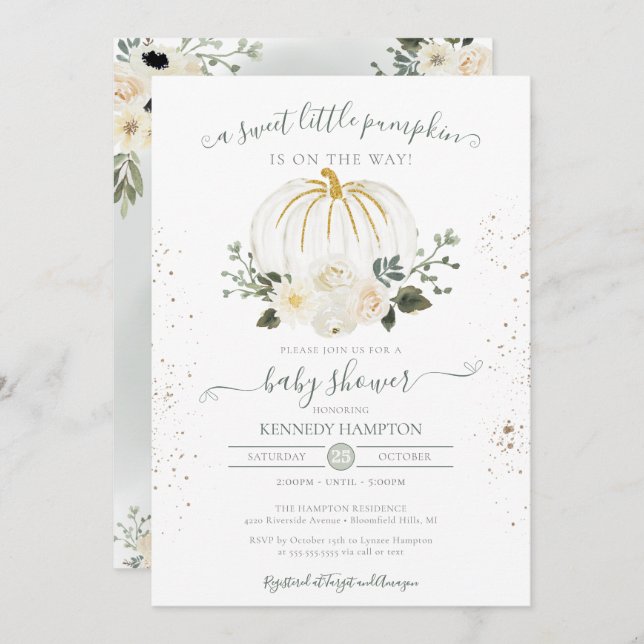 A Little Pumpkin Gender Neutral Fall Baby Shower Invitation (Front/Back)