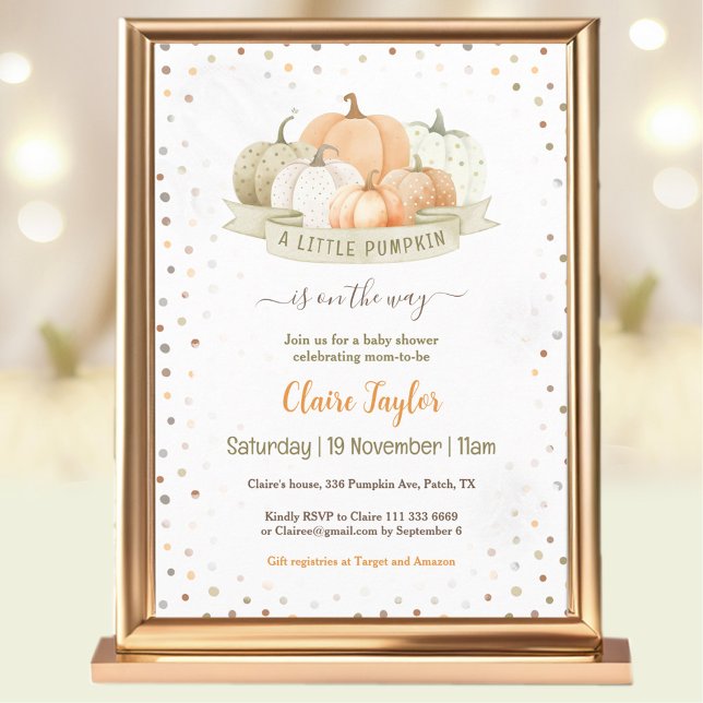 A Little Pumpkin Gender Neutral or Boy Baby Shower Invitation (A Little Pumpkin Gender Neutral or Boy Baby Shower Invitation)