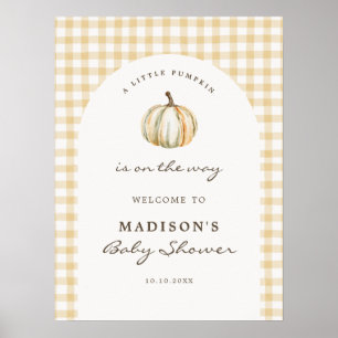 A little Pumpkin Gingham Baby Shower Poster
