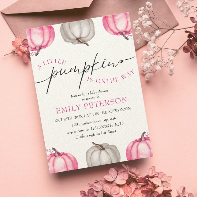 A little pumpkin | Girl Fall Baby Shower Invitation (Little Pumpkin is on the way | Fall Baby Shower)