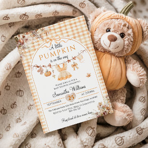 A Little Pumpkin Girl Modern Fall Baby Shower Invitation