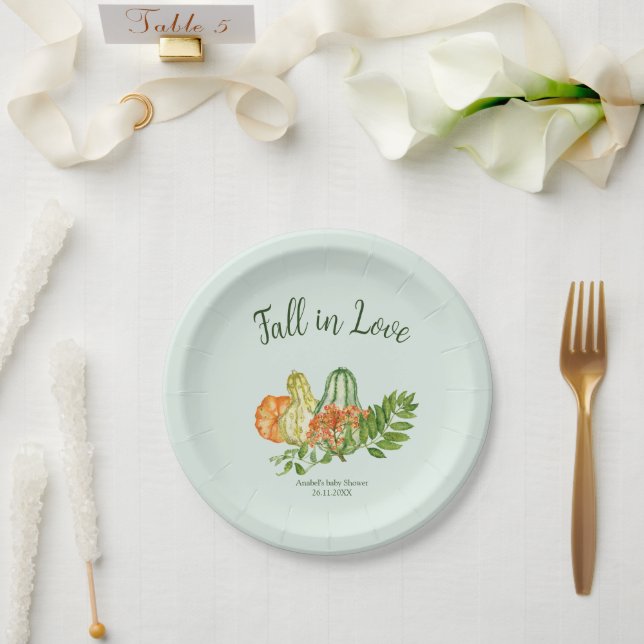 A Little Pumpkin Greenery Fall Baby Shower Paper Plate (Wedding)