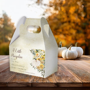 A Little Pumpkin Harvest Gold Floral Baby Shower Favour Box