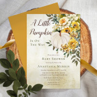 A Little Pumpkin Harvest Gold Floral Baby Shower