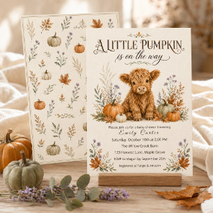 A Little Pumpkin Highland Cow Fall Baby Shower Invitation