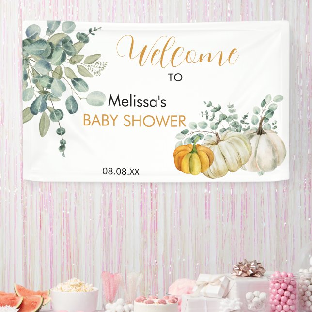 A little pumpkin in on the way fall baby shower  banner (Creator Uploaded)