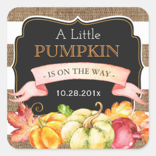 A Little Pumpkin in On The Way Fall Baby Shower Square Sticker
