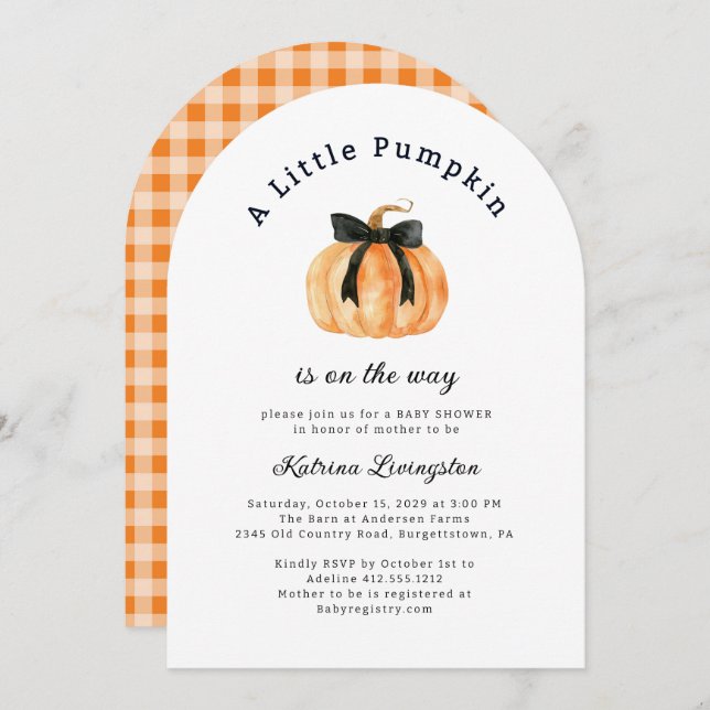 A Little Pumpkin is Almost Here Baby Shower  Invitation (Front/Back)