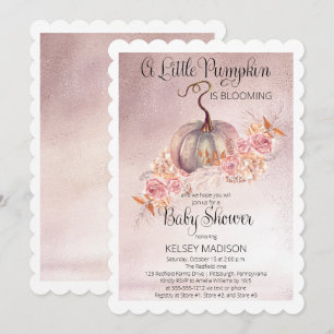 A Little Pumpkin Is Blooming Pink Baby Shower Invitation