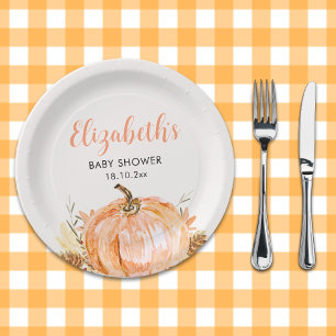 a Little Pumpkin is Coming, Baby Shower Paper Plate