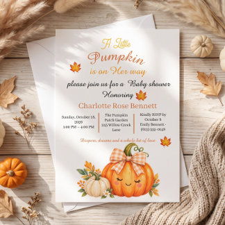 A Little pumpkin Is on Her Way Baby Shower Invitation