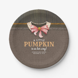 A Little Pumpkin is on her Way Baby Shower Paper Plate