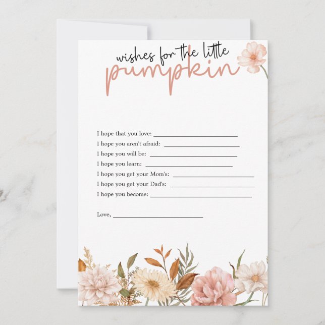 A Little Pumpkin Is On her Way | Wishes for Baby   Invitation (Front)