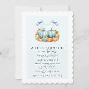 A Little Pumpkin Is on His Way Boy  Baby Shower  Invitation