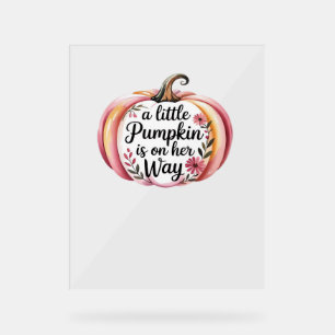 a little pumpkin is on his way Classic T-Shirt Acrylic Sign
