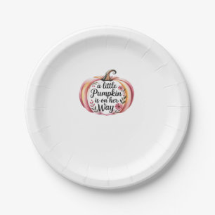a little pumpkin is on his way Classic T-Shirt Paper Plate
