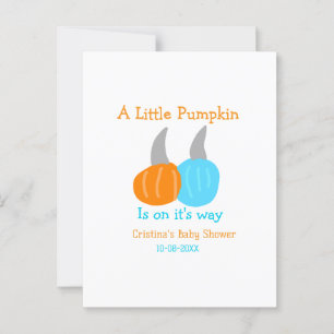 A little pumpkin is on it's way baby shower orange postcard